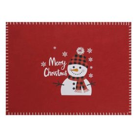   Karácsonyi Piros Filc Tányéralátét Hóember Mintával "Merry Christmas" 40x30 cm