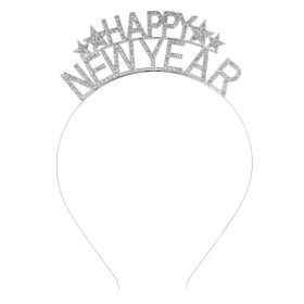   Ezüst Hajkorona Csillagokkal, Strasszos „Happy New Year”