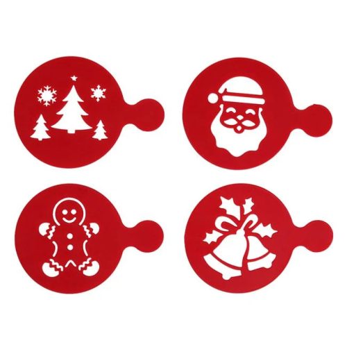 Karácsonyi süteménydíszítő sablonok – 4 minta Ø8 cm 