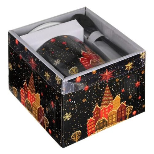 Karácsonyi bögre szett fedéllel és kanállal – 340 ml