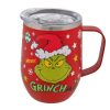 Grinches karácsonyi piros fém termoszpohár átlátszó fedéllel, 350 ml
