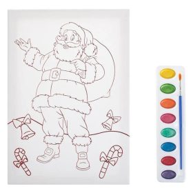   Karácsonyi Színező Készlet A4 Vászonnal – Mikulás & Akvarell – 3 db