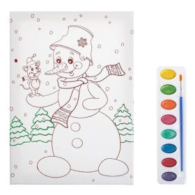   Karácsonyi Színező Készlet A4 Vászonnal – Hóember & Akvarell – 3 db