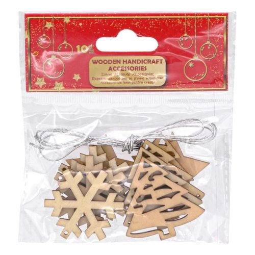 Karácsonyi Kreatív Kellékek – Fa Hópelyhek és Fenyők 3,5 cm – 10 db
