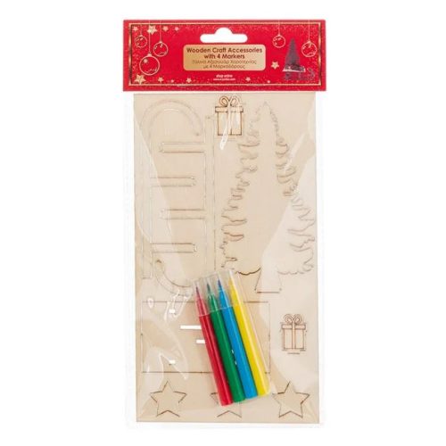 Karácsonyi Kreatív Készlet – Fa Szán Filctollakkal