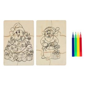   Karácsonyi Kreatív Készlet – Fa Puzzle Filctollakkal (6 db)