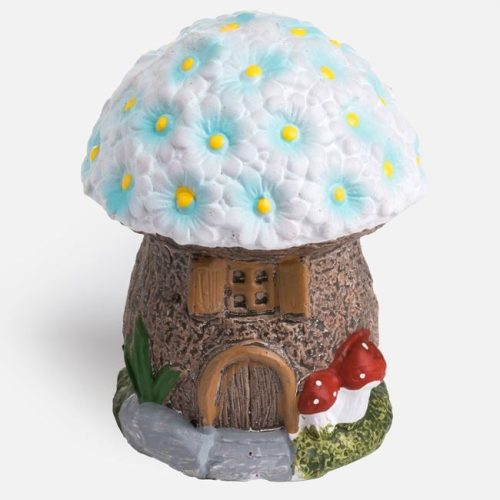 Kék Virágos Kerámia Házikó Kerti Dekoráció - Több Méretben