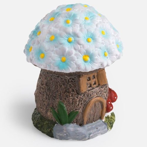 Kék Virágos Kerámia Házikó Kerti Dekoráció - Több Méretben