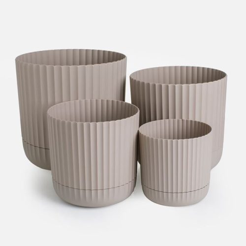 Műanyag Virágcserép Beépített Alátéttel, Bézs Ø23x23cm - 7,2L