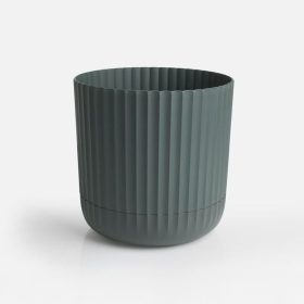   Műanyag virágcserép beépített alátéttel, khaki színű, Ø16,5x16,5cm, 2,6L