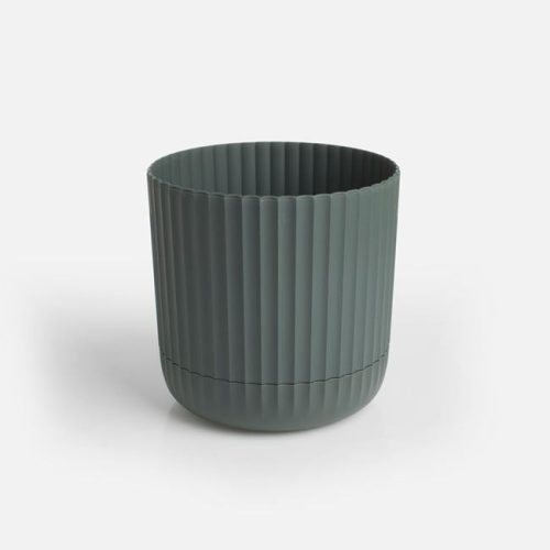 Műanyag virágcserép beépített alátéttel, Khaki, Ø13x13cm, 1,3L