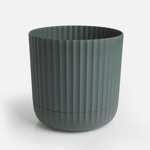 Műanyag virágcserép beépített alátéttel, khaki, Ø23x23cm, 7,2L