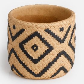 Bézs Kerámia Kaspó Fonott Mintával Ø13,5x12,3cm - 0,9L