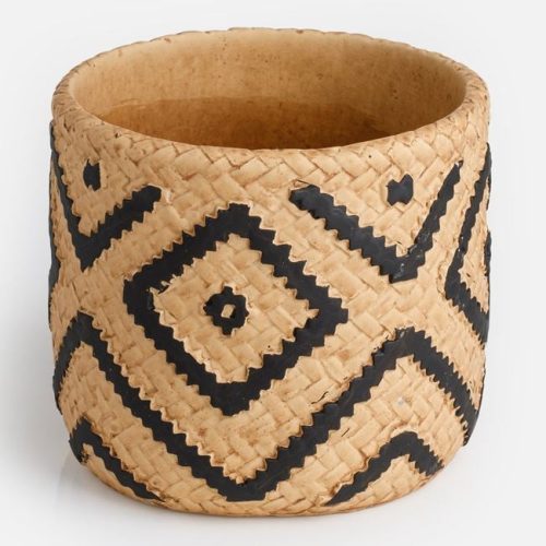 Bézs Kerámia Kaspó Fonott Mintával Ø13,5x12,3cm - 0,9L