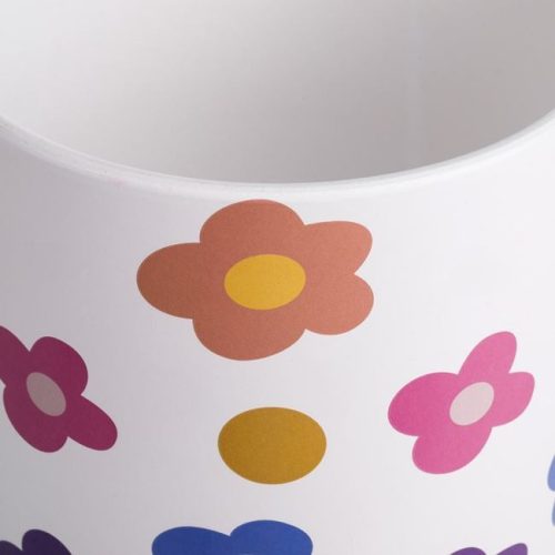 Fehér Kerámia Kaspó Színes Virágmintával Ø13,5x13cm - 1,3L