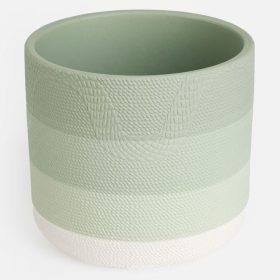 Menta zöld kerámia kaspó csíkos mintával - Ø14x12,5cm