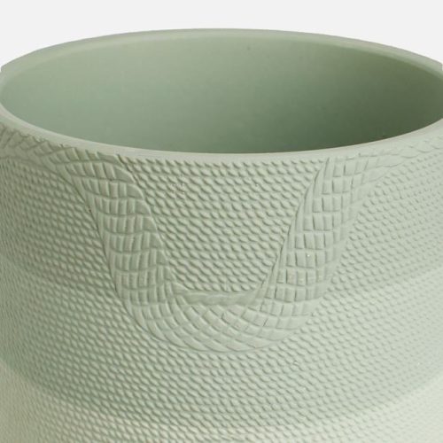 Menta zöld kerámia kaspó csíkos mintával - Ø14x12,5cm