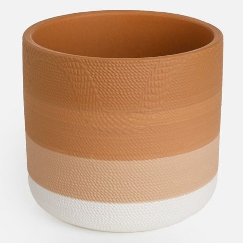 Terrakotta Kerámia Kaspó Csíkos Mintával - Ø14x12,5 cm - 1,3L