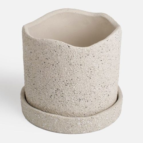 Kerámia Kaspó Alátéttel, Krém Színű - Ø12,6x10,9cm - 0,6L