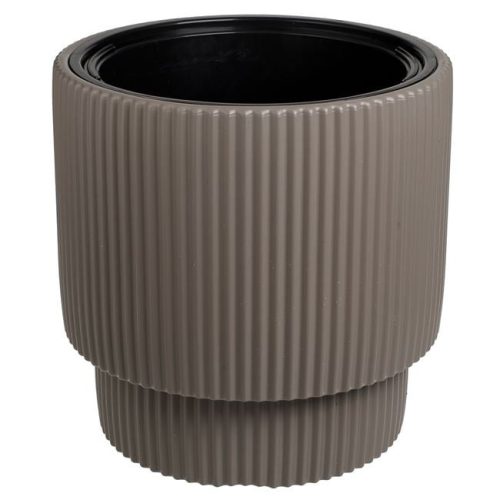 Mokka Színű Bordázott Műanyag Virágcserép - Ø36x36,5cm - 16L