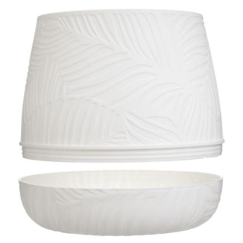 Fehér Mintás Műanyag Virágcserép Beépített Alátéttel - Ø24,7x21cm, 3L