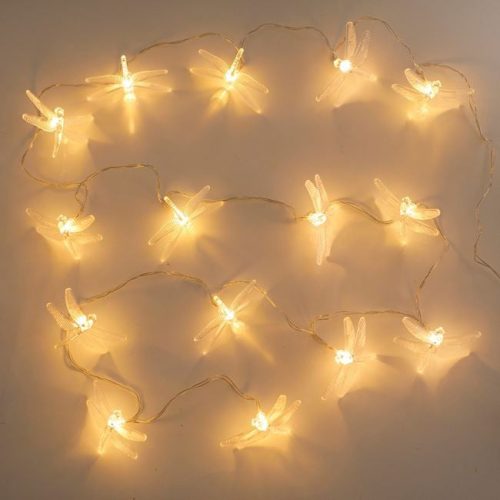 Napelemes Szitakötő Fényfüzér, Meleg Fehér Fényű Kültéri és Beltéri Dekorfény – 2,6m, 15 LED