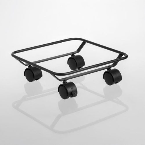 Fém Virágtartó Gurulós Alátét Fékezhető Kerekekkel, 26x26x8,5 cm