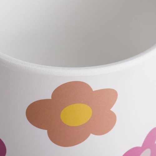 Fehér Kerámia Kaspó Színes Virágmintával – Ø10,5x8,5cm - 0,43L