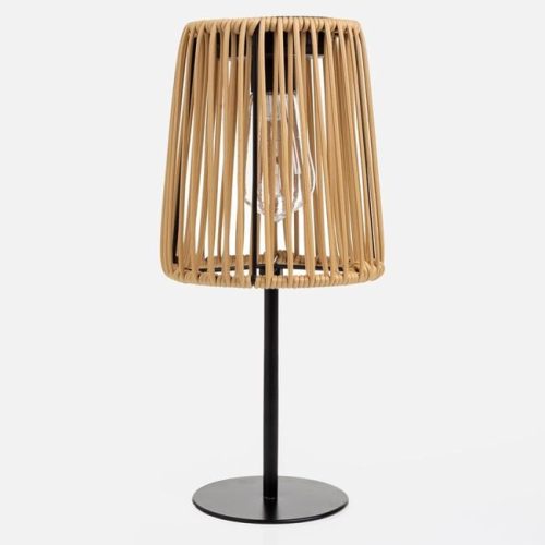 Szolár Asztali Lámpa Rattan Búrával, Ø14x31cm
