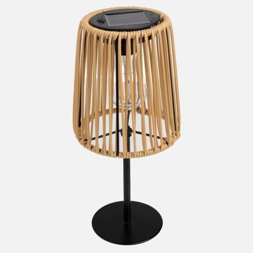 Szolár Asztali Lámpa Rattan Búrával, Ø14x31cm