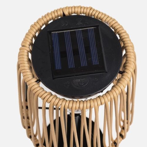 Szolár Asztali Lámpa Rattan Búrával, Ø14x31cm