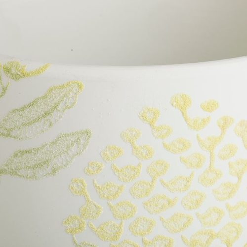 Fehér virágmintás kaspó, 14x12 cm