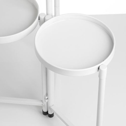 Fehér fém virágtartó állvány, 50x25x65 cm