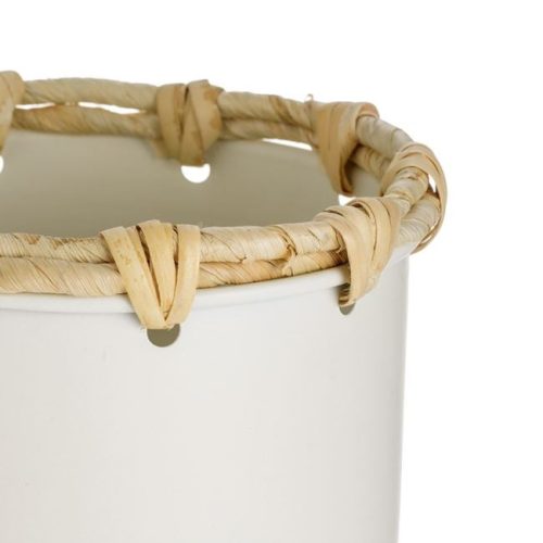 Ecru Fémes Kaspó Lábakkal és Font Mintával Ø18x24.5cm - 2.5L