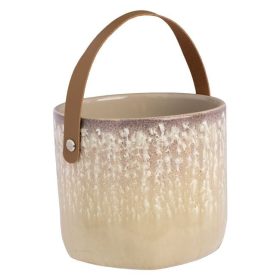 Bézs Kerámia Kaspó Barna Fogantyúval Ø17x15cm - 2.8L