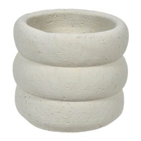   Fehér Kerek Cement Kaspó Hullámos Mintával Ø14x13cm - 1.2l