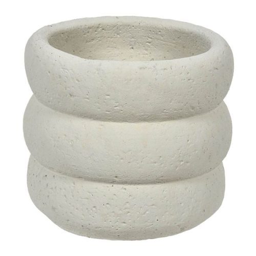 Fehér Kerek Cement Kaspó Hullámos Mintával Ø14x13cm - 1.2l