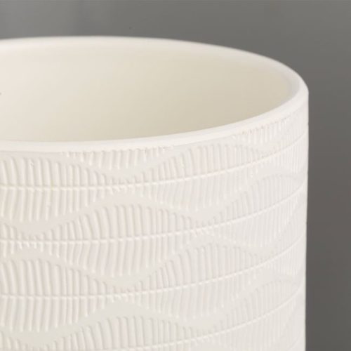 Ecru Kerámia Kaspó Dombornyomott Mintával Ø14x14cm - 1.3L