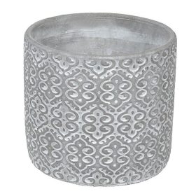 Dombornyomott Fehér Kerek Kaspó – Ø13,5x12,5 cm - 1,2L