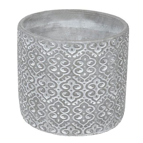 Dombornyomott Fehér Kerek Kaspó – Ø13,5x12,5 cm - 1,2L