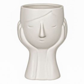   Különleges Arc Formájú Kerámia Kaspó és Váza - Fehér, 20 cm
