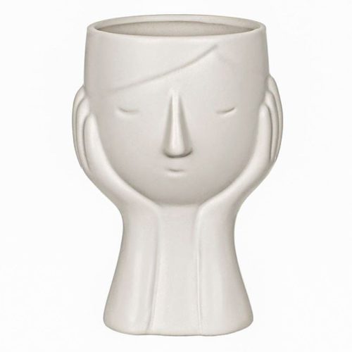 Különleges Arc Formájú Kerámia Kaspó és Váza - Fehér, 20 cm