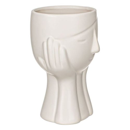 Különleges Arc Formájú Kerámia Kaspó és Váza - Fehér, 20 cm