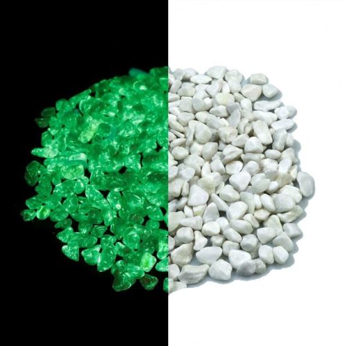 Sötétben világító fehér dekorhomok és kavics, 5-8 mm - 550g