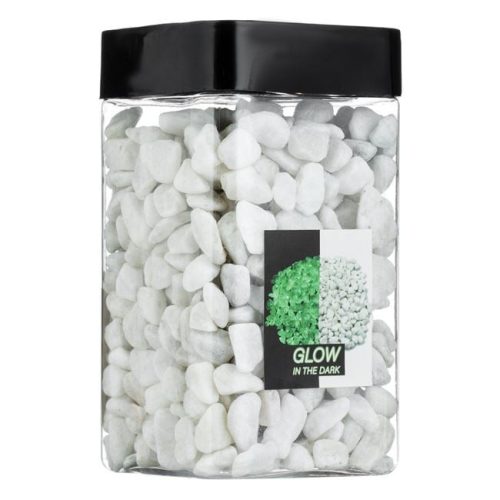 Sötétben világító fehér dekorhomok és kavics, 5-8 mm - 550g