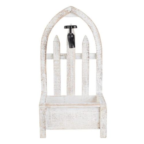 Antikolt Fehér Fa Virágtartó Dekoratív Csappal 22x15x42.5cm