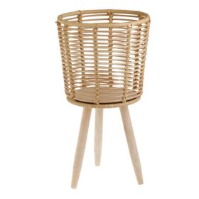 Fonott Mintás Fa Kaspó Lábakkal Ø25x46.5cm