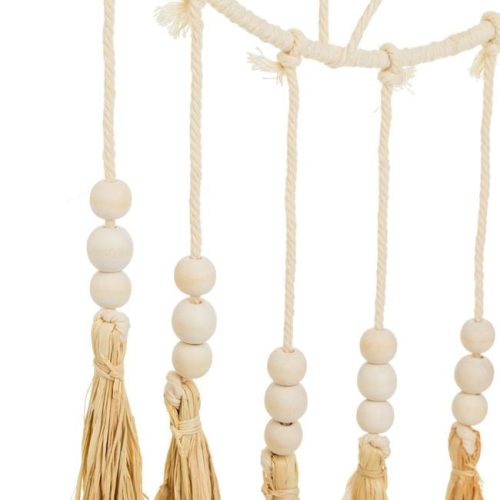 Dekoratív Krém Színű Álomfogó – Virágos Díszítéssel és Fagyöngyökkel Ø30x70cm