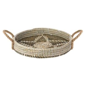   Kerek Fonott Kosár Tálca Csillag Mintával és Fogantyúkkal Ø37x7cm