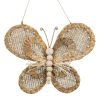 Pillangó fali dekoráció jutával, gyöngyökkel és szalmával 29x22cm